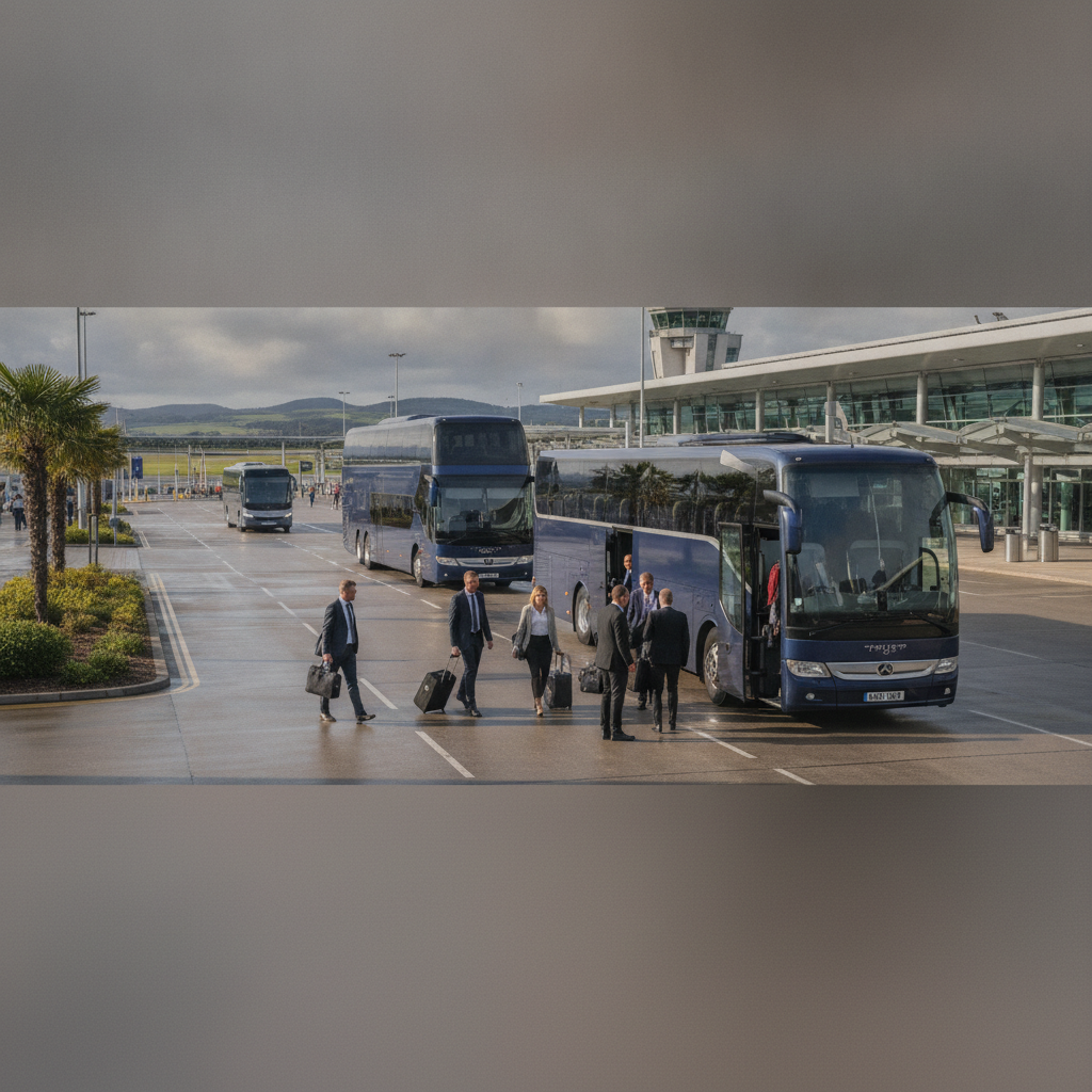 Group Types We Serve | Glasgow — executive coach meeting a group at Glasgow Airport