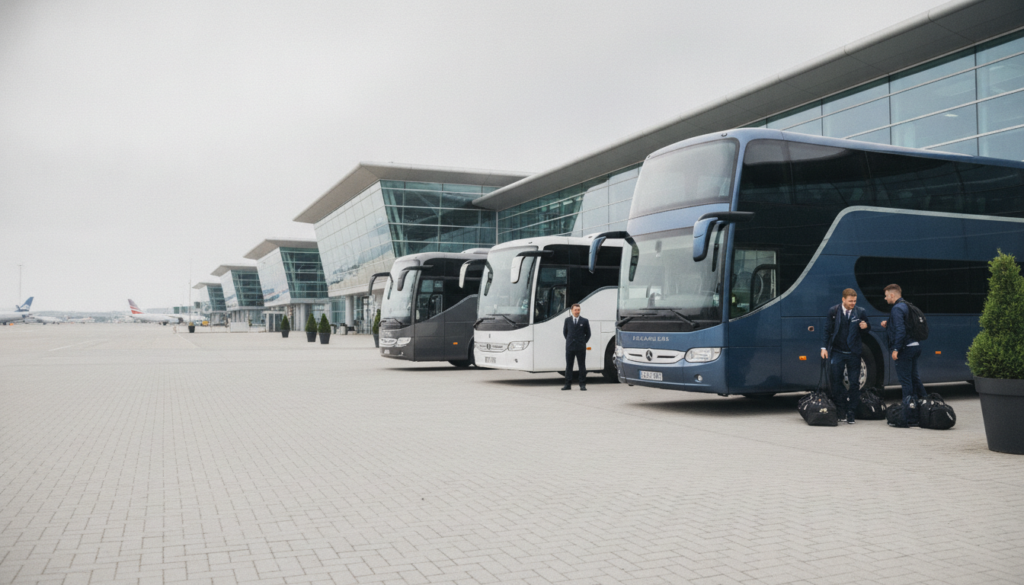 Sports Teams on Tour: Reliable Coach Transfers to Glasgow Competitions — executive coach meeting a group at Glasgow Airport